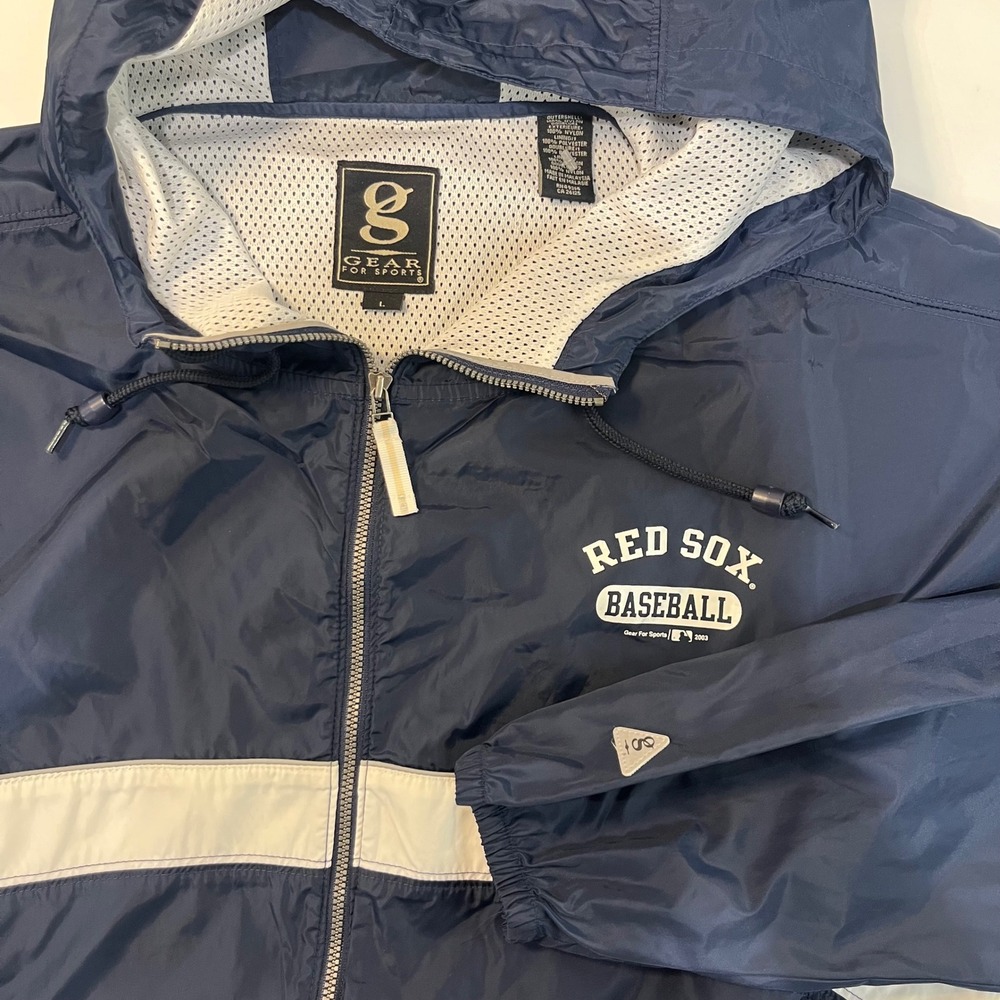 Vtg Gear For Sports Red Sox Baseball Jacket Full Zip Lightweight‎ L Hood Outdoor